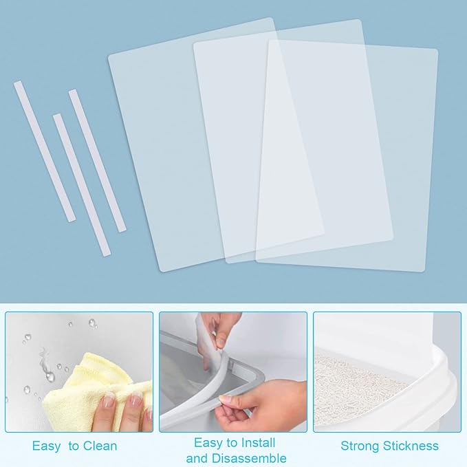 6 Pcs Cat Litter Box Splash Guard Pee Shields - Anti-Splashing Reusable High Sided Cat Toilet Training Kit for Open Top Litter Pan