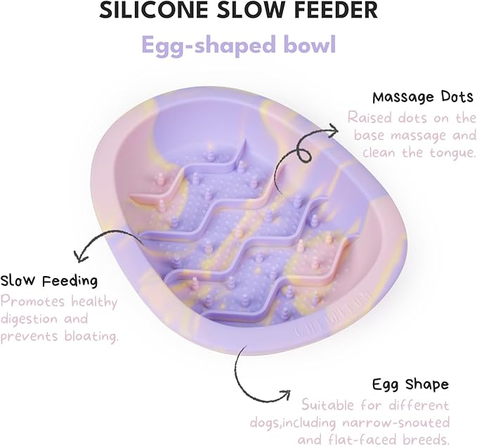 CHEWFFON Interactive Dog & Cat Lick Mat Bowls, BPA-Free Silicone Dog Slow Feeder Bowl with Suction Cups, Non Slip Food Bowl for Dogs and Cats, Reduces Boredom and Anxiety, Dishwasher Safe, Lavender