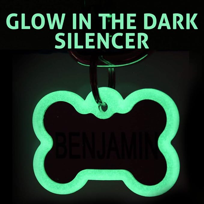 GoTags Dog Tag Silencers, Glow in The Dark Silencer to Quiet Noisy Pet Tags