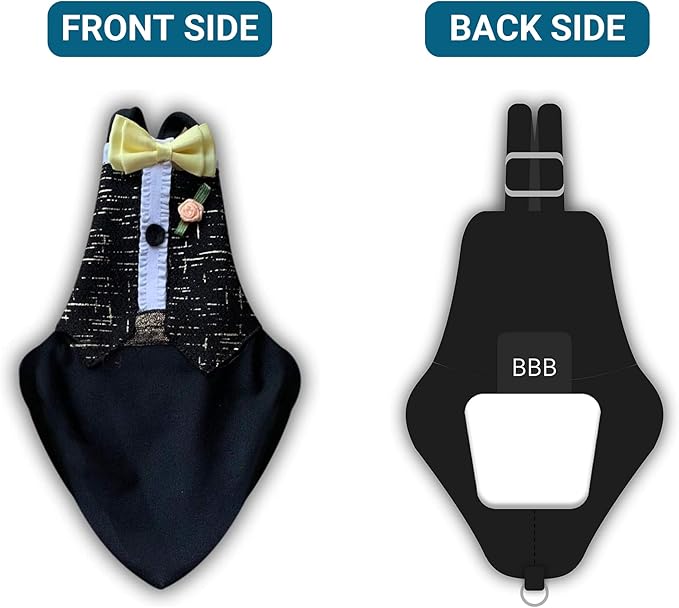 Bev's Bird Boutique Regular Flyper Adjustable Bird Diaper | Reusable, Washable Cloth | Comfort Fit for Parrot, Cockatiels, & Other Small Birds | Fashionable Avian Accessories, Tuxedo, Size 16