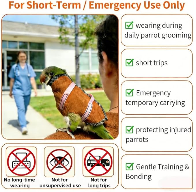 DRESSO Portable Bird Carrier Bag, Escape Resistant Parrot Carrier Bag Harness for Small Medium Parrots, Cockatiel,Green-cheeked Conure, Random Color (Large)