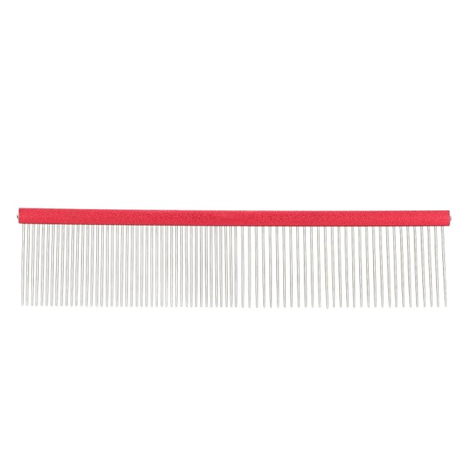 VINGVO Greyhound Comb for Dogs, Metal Dog Comb with Rounded Ends, 16cm/6.3in, Red