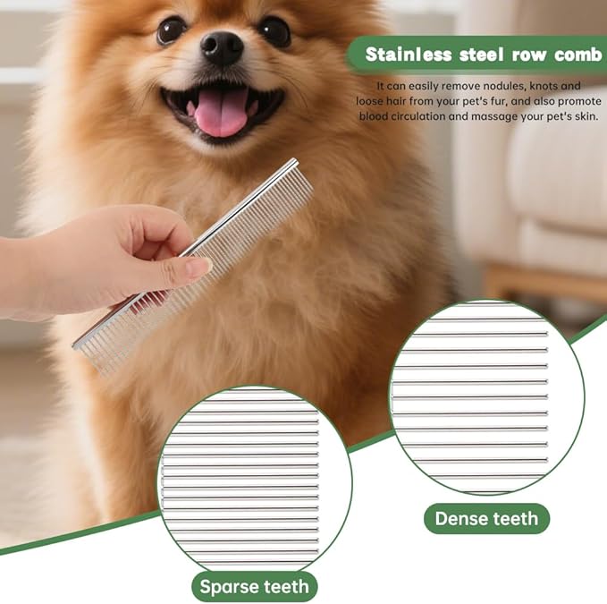 Deshedding Dog Brush Pets Shedding & Grooming Tools with 1 Steel Comb Pet Hair Removal Tool for Cats, Dogs, Horses(Color:Black)