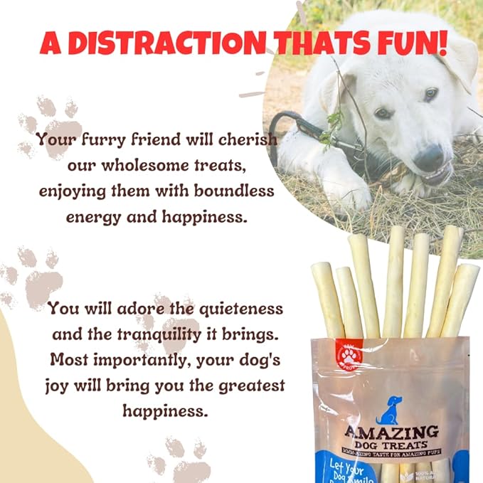 Amazing Dog Treats - Cow Tail Dog Chews (6 Inch Regular - 6 Pack) - Sourced from 100% Grass Fed Cattle - All Natural - Long Lasting Chew for Dogs - Rawhide Alternative for Dogs