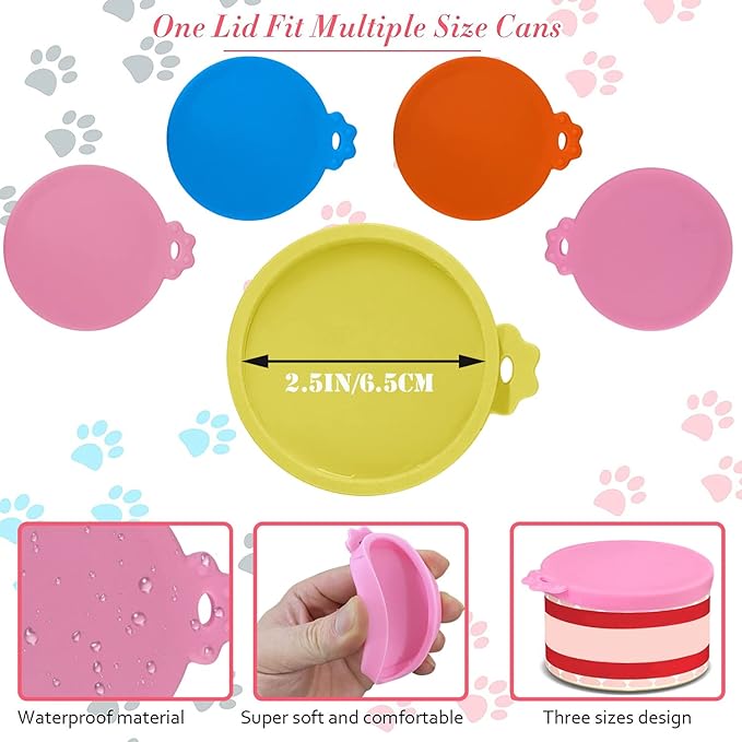 4 Pcs Food Can Lids Pet Can Covers, Silicone Small Pet Food Can Lids Covers for 3 oz 2.5 oz Cat Food Cans.