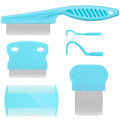 Cat & Dog Grooming Set - Fine Tooth Comb for Removing Dandruff Flakes & Hair (Blue)