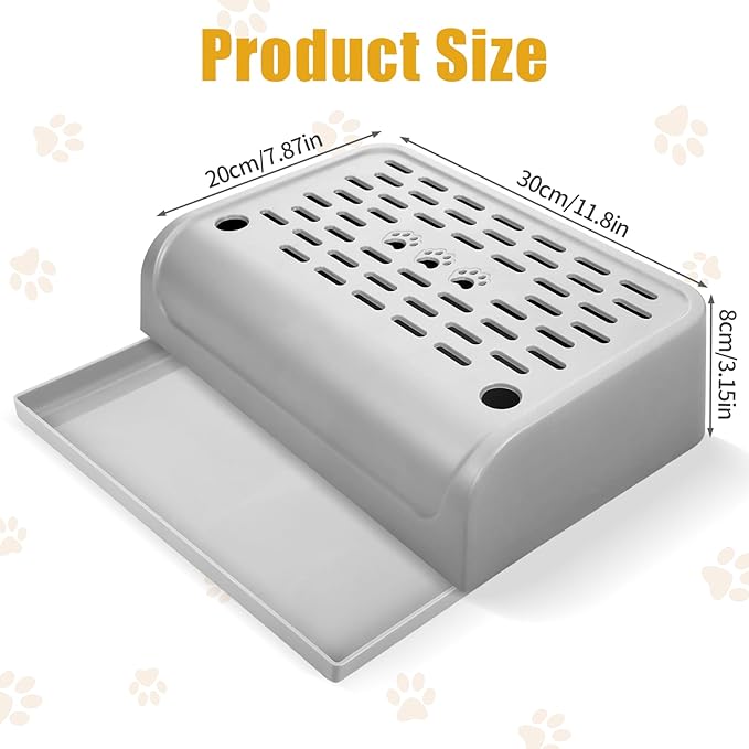 Cat Ramp for Litter Box Step, Plastic Automatic Litter Box Ramp Cat Steps Mat with Filter Function, Double Layered Self Cleaning Cats Stairs with Storage Space for Catcher (Grey)