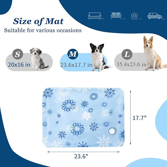 Cooling Mat for Dogs - 2025 Upgraded 23.6"x17.7" Washable Pet Cooling Pad, Non-Slip Kennel Bed for Summer, Portable Ice Mat for Dogs/Cats