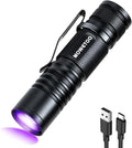 Black light UV Flashlight Rechargeable, 395nm Mini Zoomable Blacklight Woods Lamp, Portable But Powerful USB Ultraviolet Flashlights for Pet Urine Detection, Home, Scorpions, Resin Curing, Leak
