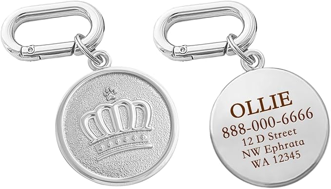 Dogs ID Tags Personalized Double Sided Deep Engraved Cat & Dog Collar Charm Round Shape Frosting Process Silver/Gold Plated