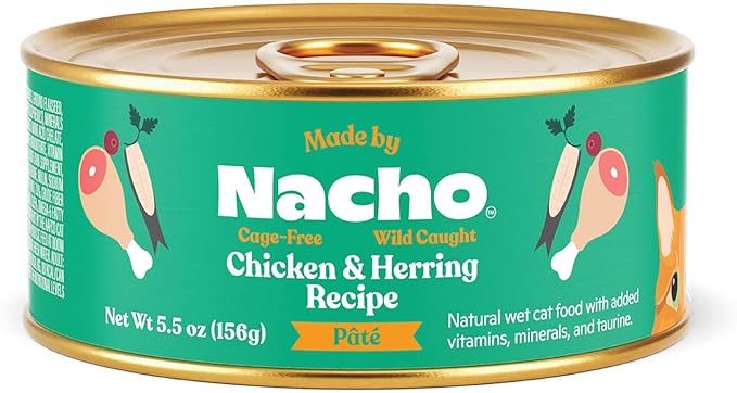 Made by Nacho Premium Wet Cat Food Grain-Free Pate Cans (Chicken and Herring - 6 Pack, 5.5 Ounce)