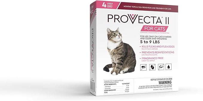PROVECTA® II for Small Cats (5–9 lbs) Flea and Tick Topical Treatment, 4-Month Supply