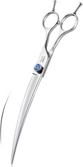 JASON 8" Curved Dog Grooming Scissors Ergonomic Pets Cats Trimming Shears with Offset Handle and a Jewelled Screw for Right Handed Groomers Long Sharp Comfortable Christmas Gift