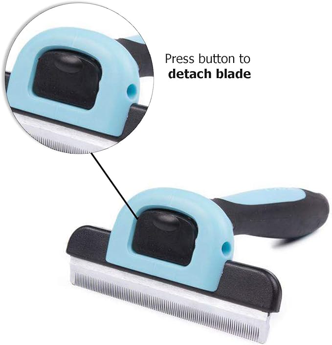 Dog Brush & Cat Hair Shedding Tool with Stainless Steel Trimming Blade-Effective Grooming Tool for Cats Dogs with Short Medium Long Fur, and Reduces Pet Hair Shed by Up to 95%