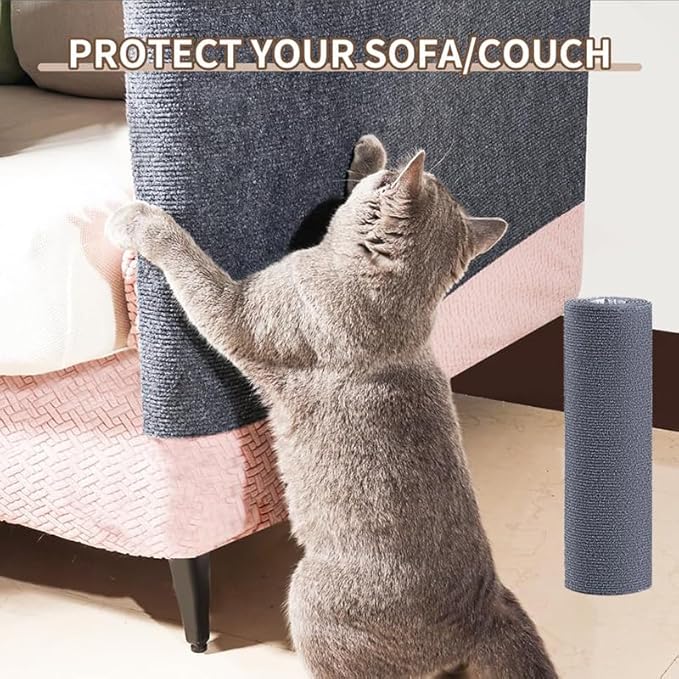 Cat Scratch Furniture Protector Mat DIY Cat Scratch Pad Self-Adhesive, Pet Scratching Post Cat Scratcher Carpet Anti Cat Scratch for Cat Tree/Door/Couch (Dark Gray, 11.8 * 11.8 inch)