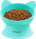 MateeyLife Raised Cat Bowls, Cat Food Bowl Elevated for Kittens & Small Dogs, 15°Tilted Protect Pets' Neck and Anti Vomiting, Whisker Friendly Food & Water Feeding Bowl, 6 oz Each - Green