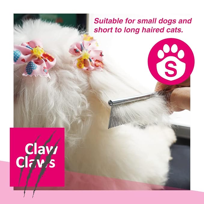 Cat Combs with Rounded Teeth, Removing Tangles and Knots, Quality Chrome Plated Thinner Round Spine Comb, Great Hand Feel and is NOT Easy to Rust, Exquisite and easy to carry