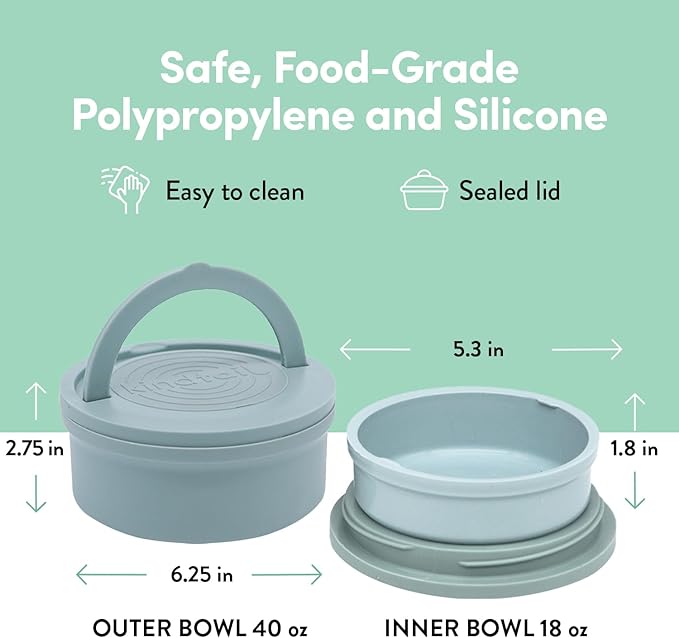 KindTail Pet Bowl Set + Silicone Pet Food Mat - Includes (2) Portable Pet Bowls with Lid & Handle + (1) Waterproof Pet Feeding Mat - Made from Food-Grade, Dishwasher-Safe Materials - BPA & Toxin-Free