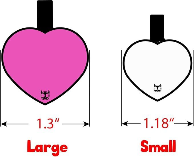 Silicone Silent Dog Tag Personalized with 5 Lines of Custom Deep Engraved Durable Soundless Pet ID Name Tag Heart White