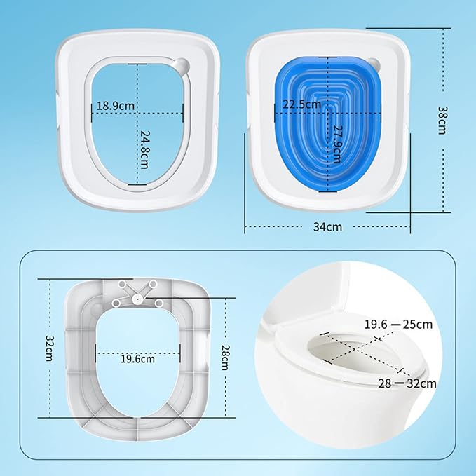 Cat Toilet Training System, Reusable Cat Potty Toilet Training Kit, Sturdy Cat Toilet Training Kit, Cat Toilet Trainer Urinal Seat for Teaching Cat to Use Toilet (White Tray, 1 Blue Inner Support)
