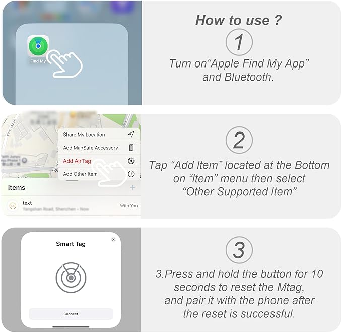 GPS Tracker for Cats, Waterproof GPS Cat Trackers Cats Collar with Bells, No Subscription, GPS Cat Collar, Adapt with Apple Find My (iOS Only) Finder Tag for Items Vehicles, Pets, Kids (Pink)