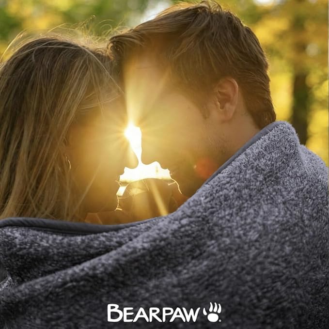 BEARPAW Sherpa Throw Blanket - Ultra Soft Plush Warm Reversible Fluffy Blanket for Bed Couch Sofa & Living Room Decor, House Decor, Room Decor Gifts for Women - 50"x70", Gray (Valley) (Gray)