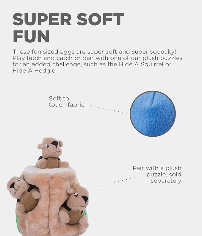 Outward Hound Squeakin' Eggs Plush Replacement Dog Toys - 3 Pack