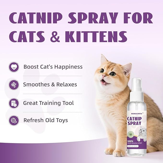 Catnip Spray for Cats, Catnip Mist for Indoor Cats - Organic Herbal Formula to Encourage Active Play & Renew Old Toys, 100% Natural & Safe (2 fl.oz)