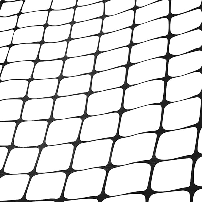 Houseables Plastic Fence, Plastic Mesh Fence, Mesh Fencing, Deer Netting, Cat Netting, Temporary, Balcony, Pets, Garden, Chicken, Poultry, Dogs, Construction, Yard, Protection, Black, 4 x 50 Feet Roll
