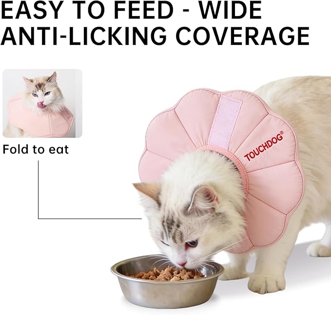 Touchdog Soft Cat Cone Collar, Waterproof Recovery Collar for Cats After Surgery, Lightweight Elizabethan Collar for Kittens, Small to Large