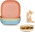 Cat Food Bowl Set, 6 inch Wide Shallow Cat Bowl for Relief Whisker Fatigue,Small Flat Cats Dish, Shallow Pet Feeding Dish or Plate for Kittens and Small Dogs (4Pcs)