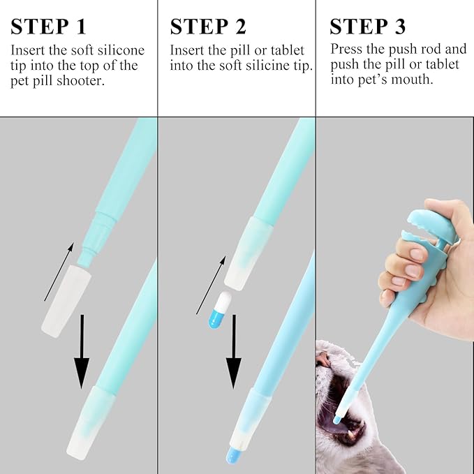 Pet Pill Shooter for Cat, Dog Pill Shooter Cat Pill Gun, Cat Tablet Soft Tip Syringe Pet Medical Feeding Dispenser Tool for Small Animals (Blue)