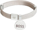 Minimalist Stretch Lightweight Custom Engraved Cat Collar with Name Tag Personalized Cat Collars for Kitten Boy & Girl Cats (Silver White, Collar with ID Tag)