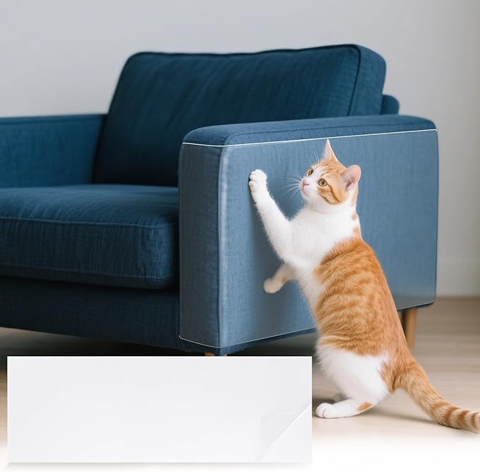 uxcell Anti Scratch Furniture Protector, 16 Sheets 17" x 6" Single-Sided Sticky Couch Protector from Cat Claws, Clear Protectors from Cats Scratching for Sofa Corners, Walls, Doors