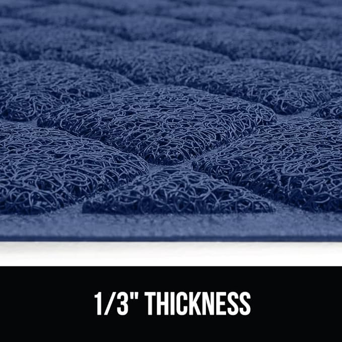 GORILLA GRIP Cat Litter Box Mat, 47x35, Water Resistant, US Designed Kitty Litter Trapping Mats, Easy to Clean, Scatter Control, Less Mess and Clean Floors, Kitten Supplies for Indoor Cats, Navy Blue