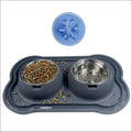 Stainless Steel Dog Bowls with Silicone Mat, Non-Skid Pet Feeder, No-Spill Design, Rust-Resistant Cat Dishes, Easy to Clean, Grey
