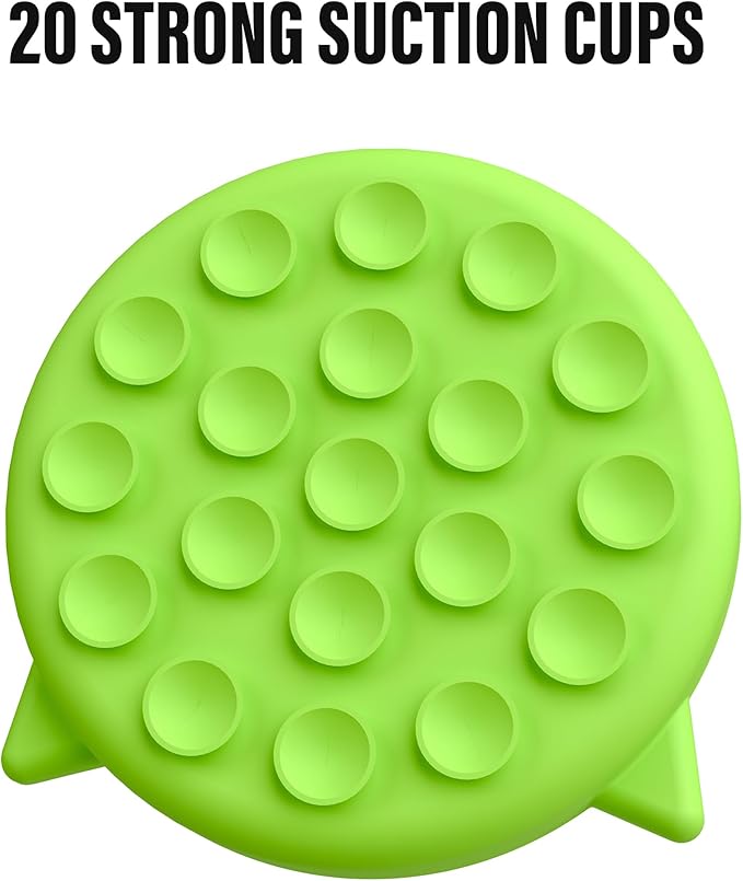 Silicone Cat Slow Feeder Bowl With Suction Cups - Interactive Puzzle Toy to Reduce Overeating in Kitty (Green, 1 Cup)