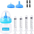 Pet Bottle Feeding Kit, Puppy & Kitten Nursing Supplies, Blue, 60ml Bottle with Anti-Choking Silicone Nipples & Syringes, Newborn Flow, Dishwasher Safe