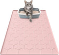Silicone Cat Litter Trapping Mat, Large Waterproof 34" X 22" Cat Litter Box Mat, Easy to Clean, Pink