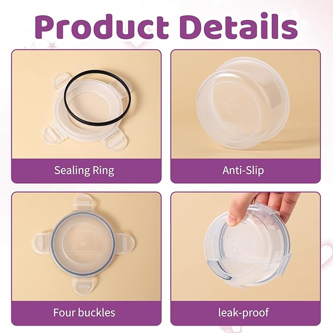 4Pack Cat Can Covers for 3 oz Canned Food Storage Container, Airtight Lock Pet Food Sealer Lids Transparent Kitten Can Box for 2.56''/65mm D and 85g Small Cans