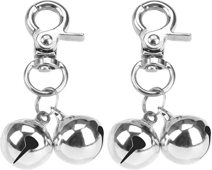 EXPAWLORER Pet Bells for Dog Cat Collar Charm - 2 Pack Cat Collar Accessories Bells Loud, Pet Jingle Ornament Training Pendant Neck Decoration, Tracker for Saving Birds, Silver M
