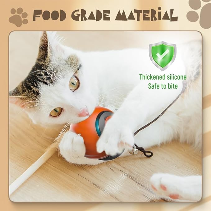 Upgrade Speedy 3.0 Tail Cat Toy, 2026 New Speedy Tail Interactive Cat Toy for Indoor Cats, USB Rechargeable Automatic Moving Smart Cat Toys Ball with Tail Two Speed Adjustment (Orange, 1PC)