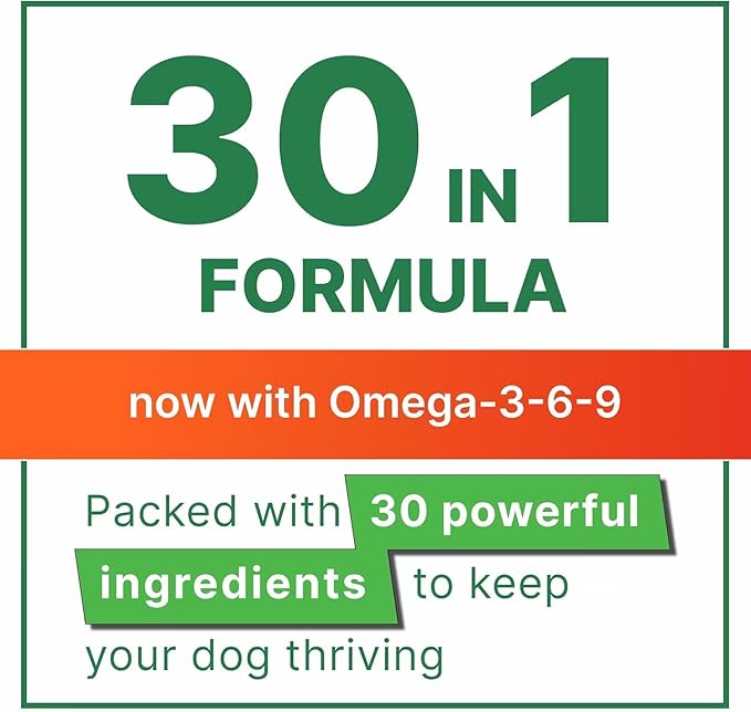 Vitamins for Dogs - 4 in 1 Complex with Omega, Glucosamine, Probiotics and Vitamins - 120 Chews Single Pack Roasted Turkey