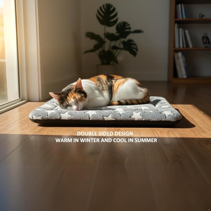 Dog Bed Mat - Soft and Comfortable Dog Kennel Cat Bed, Washable Dog Bed or Cat Bed, Suitable for Dog Crate Ped, Cat Cage BedGray, 18" L x 14" W x 1.5" Th