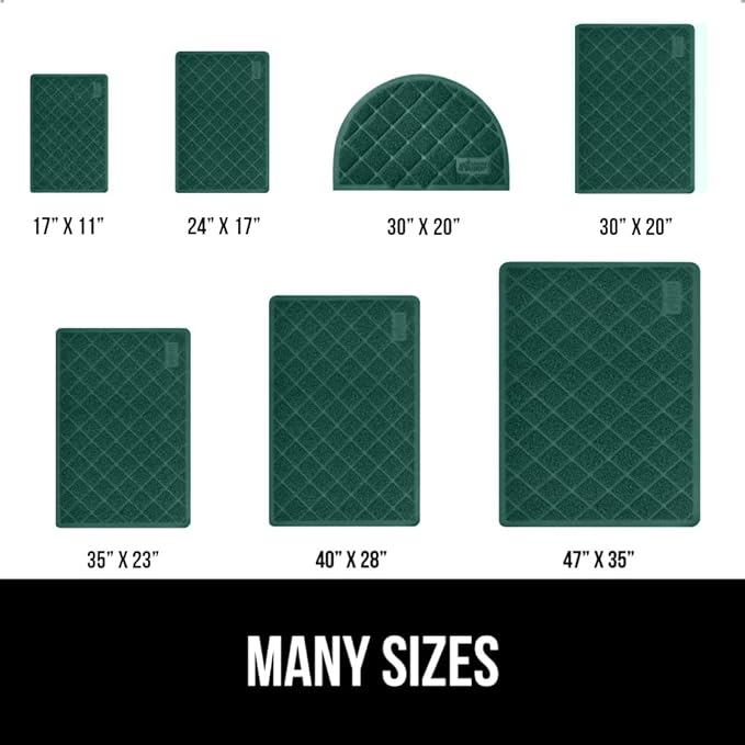 GORILLA GRIP Cat Litter Box Mat, Water Resistant, US Designed Kitty Litter Trapping Mats, Easy to Clean, Scatter Control, Less Mess and Clean Floors, Kitten Supplies for Indoor Cats 24x17 Hunter Green