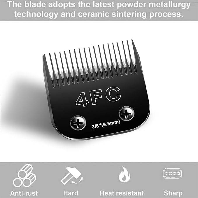 Audoc 4F Blades Dog Grooming Blades Compatible with Andis/Oster A5/Wahl KM-10 Series Dog Clippers,Detachable Clipper Replacement Blade,Black(4FC/3PCS)