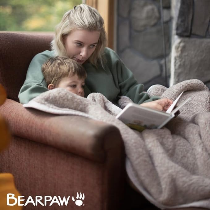 BEARPAW Sherpa Throw Blanket - Ultra Soft Plush Warm Reversible Fluffy Blanket for Bed Couch Sofa & Living Room Decor, House Decor, Room Decor Gifts for Women - 50"x70", Gray (Valley) (Brown)