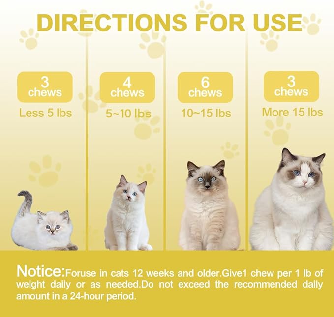 Cat Calming Treats with L-Theanine, Anxiety Relief Chews for Stress & Aggression - Fast Acting Chicken Flavor, 150 Count Crunchy Soft Bites