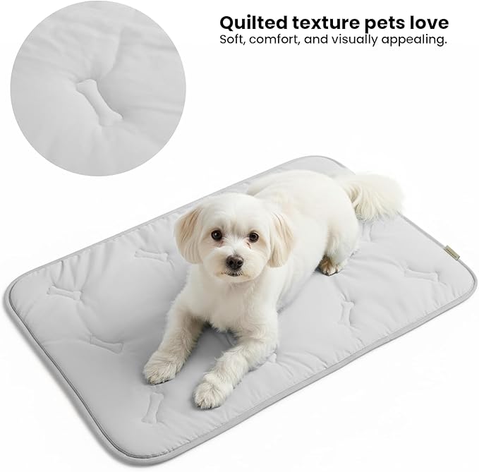 Cooling Pet Mat – 35x23 Dog or Cat Cool & Comfy, Soft Breathable Self-Cooling Pad, Pet-Safe, Durable, Perfect for Hot Weather, Naps, Crates, Cars, Couch, Washable & Easy to Take Anywhere, Gray