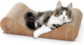 Necoichi Cardboard Cat Scratcher Bed for Indoor Cats - Cat Scratching Board, Horizontal Cat Scratch Pad Lounger with Reversible Usability and Extra Comfort for Lounge, Curved (18" Regular, Oak)
